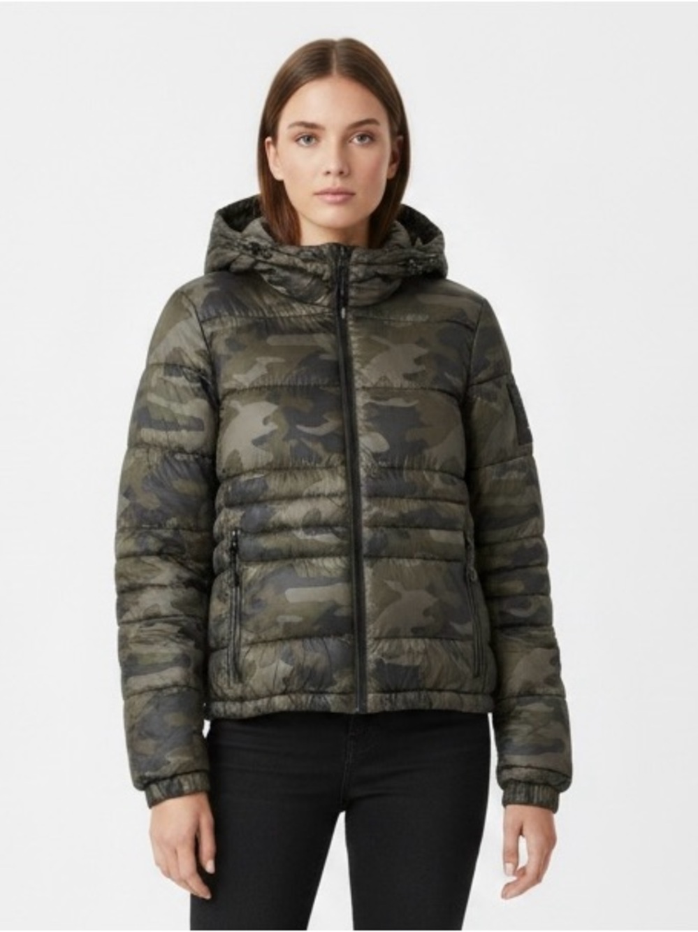 Kendall & Kylie Olive Green Camo Quilted Jacket
